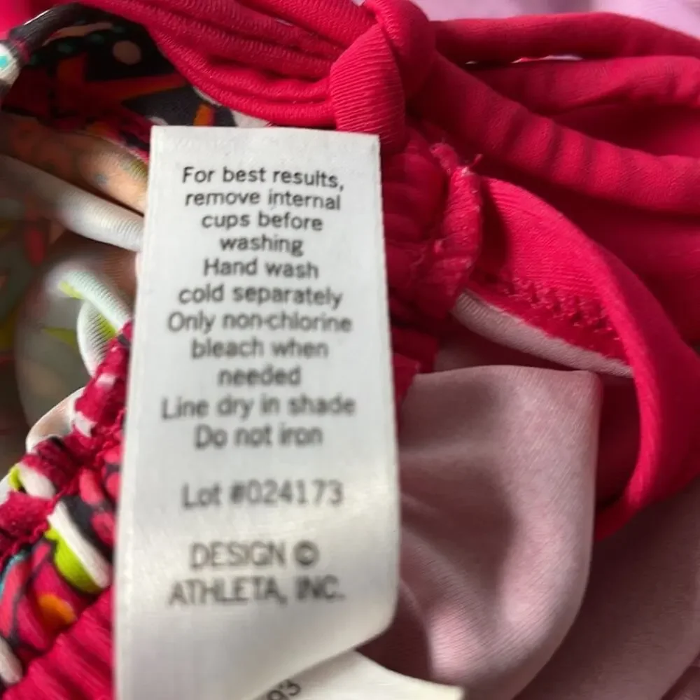 Athleta Pink Paisley Floral Montego Tankini Swim Top 32D/DD